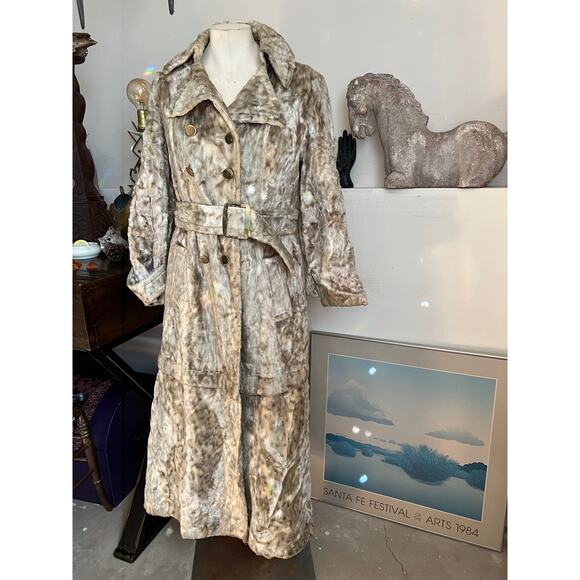 Vintage Faux Fur Trench Coat, Winter Coat, Mid Century, Zip Off Bottom - Picture 1 of 7